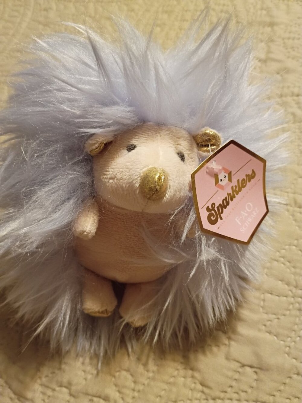 F*A*O* SCHWARZ SPARKLERS Purple HEDGEHOG Soft Plush Small